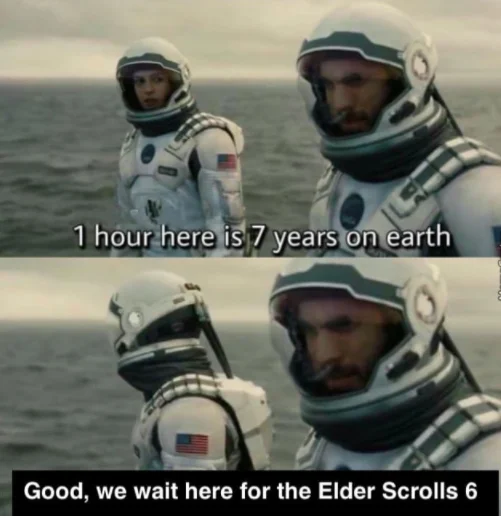 The eternal wait for Elder Scrolls 6 made humorous through time dilation.