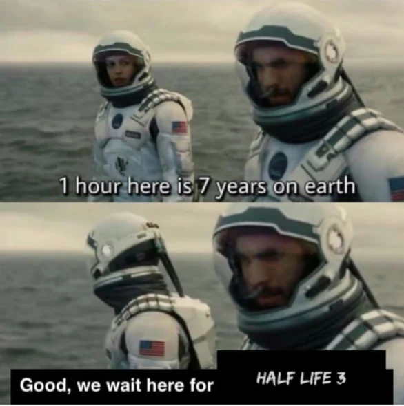 Half-Life 3's infinite development cycle through the time dilation lens.
