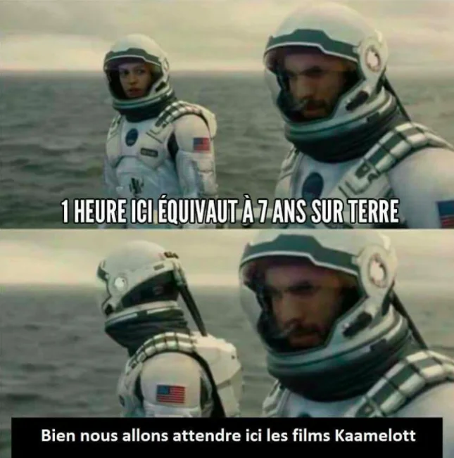 French version of the meme applied to Kaamelott film releases.