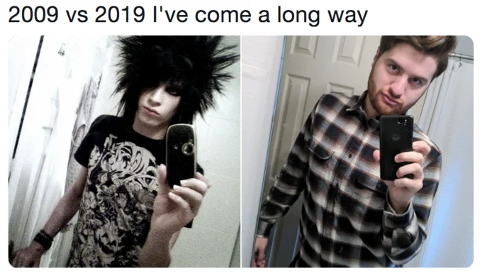 Personal growth: from emo to contemporary style.