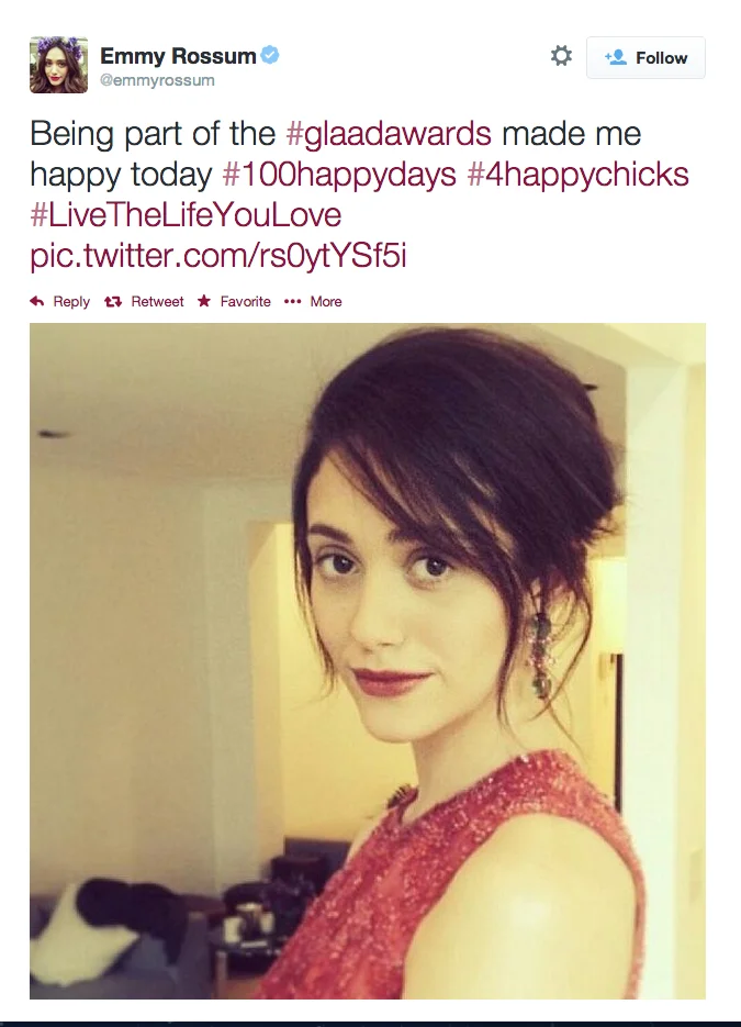 Emmy Rossum participates in the 100 Happy Days Challenge.