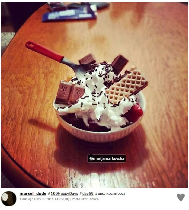 Food happiness: ice cream dessert shared in the challenge.