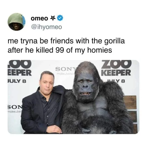Attempting friendship after the gorilla defeats your squad.