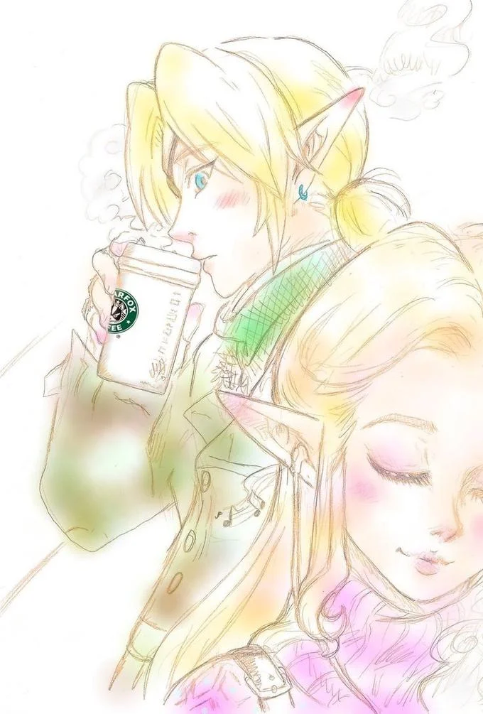 Clean anime artwork: focal point on the coffee cup.