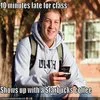 Photo variant: person with coffee representing the meme.