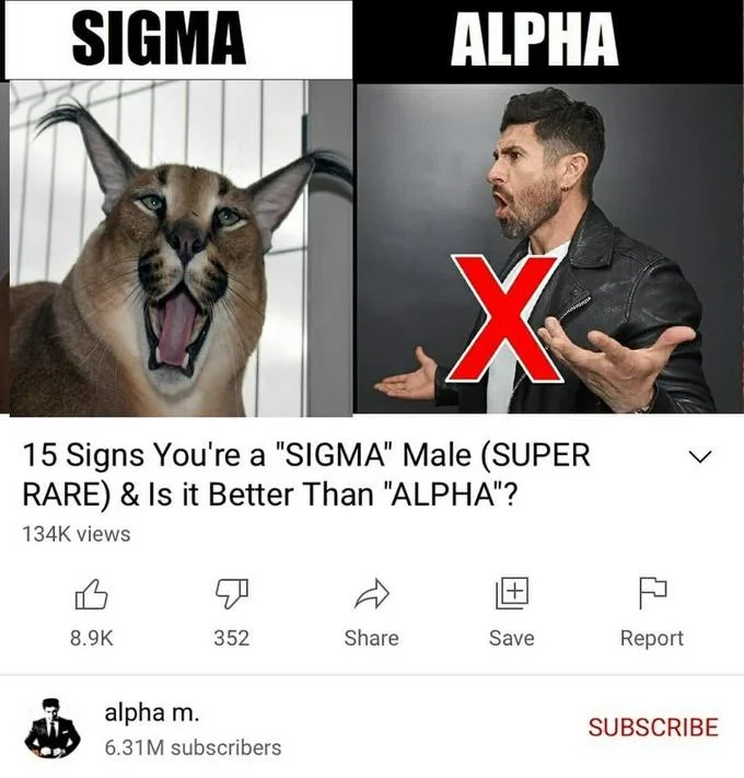 Popular variant: laughing cat as the sigma male.