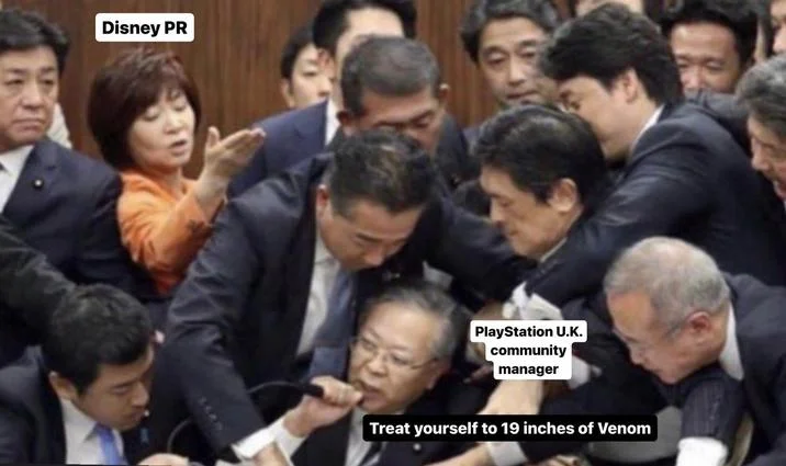 Meme spreading: phrase applied to unrelated images.