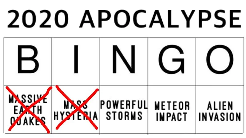 The template: apocalypse bingo card format.