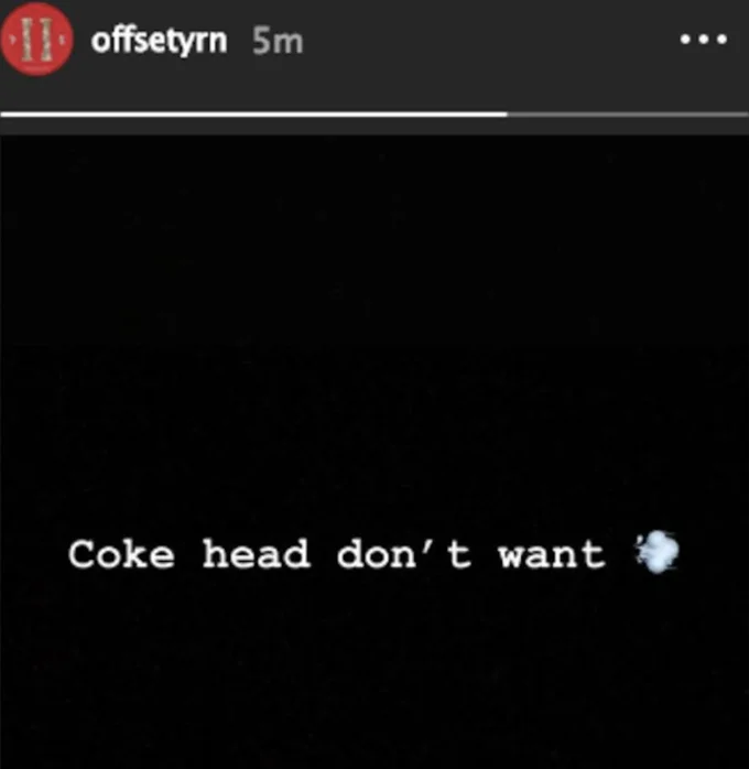 An Instagram Story post captured during the online drama surrounding 21 Savage and Offset in early 2019.