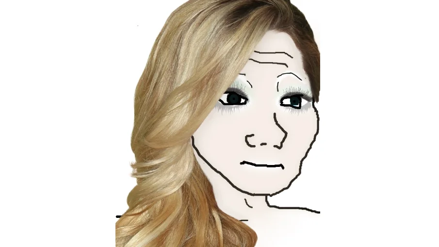 The 24yo Femanon wojak, the character used to illustrate the greentext stories of a fictional 24-year-old anonymous female poster.