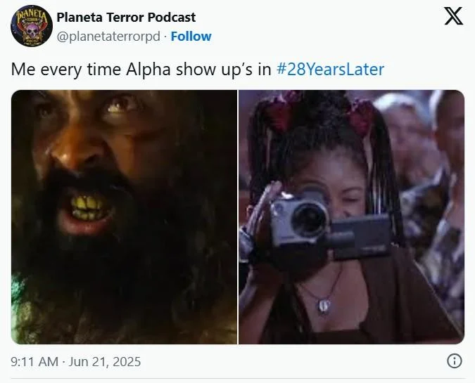 Twitter reaction: viewer's response to the character.