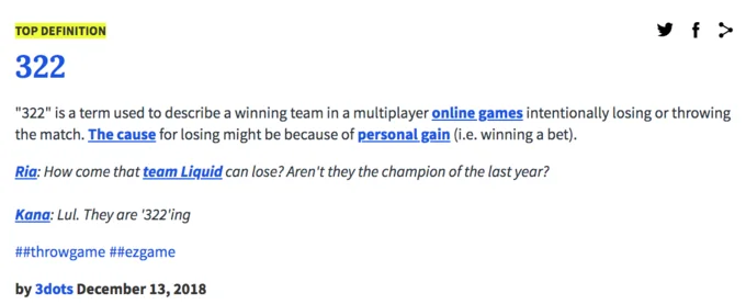 Definition page: 322 as match-throwing term.