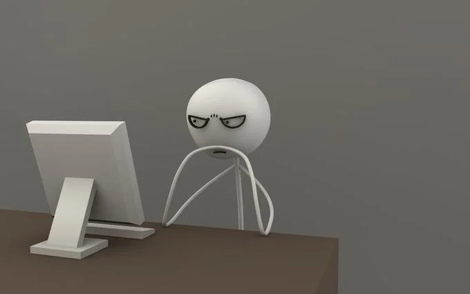 The classic: annoyed stick figure in 3D.