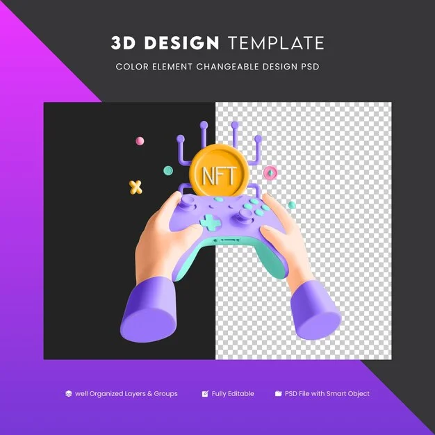 NFT template: 3D geometric objects and shapes.