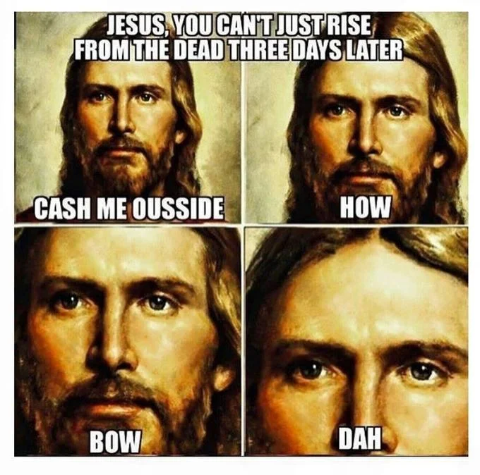Sacred parody: religious artwork cringe.