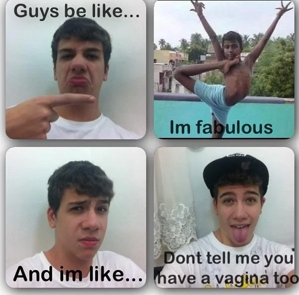 Classic cringe: awkward male humor escalation.