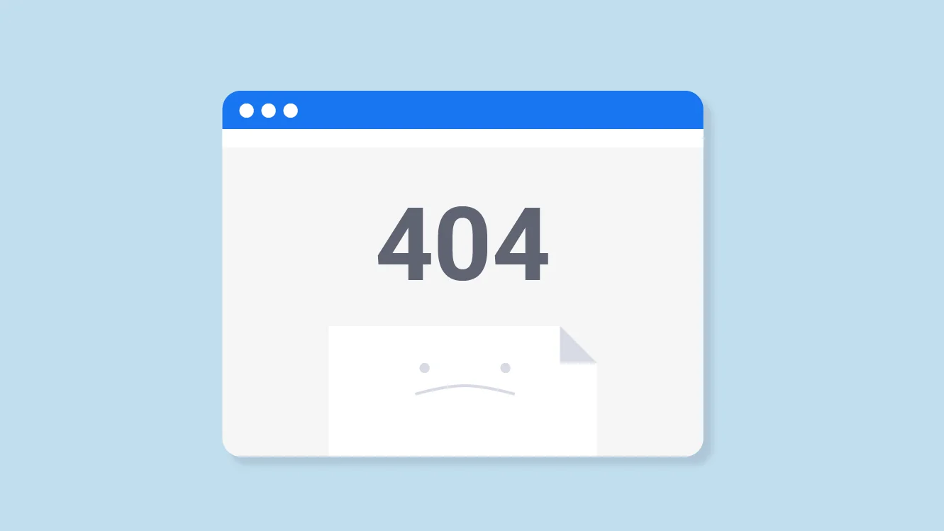 A stylized illustration representing the classic HTTP 404 'Not Found' error page.