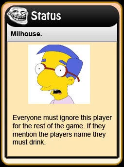 Social ostracism: Milhouse ignoring card.