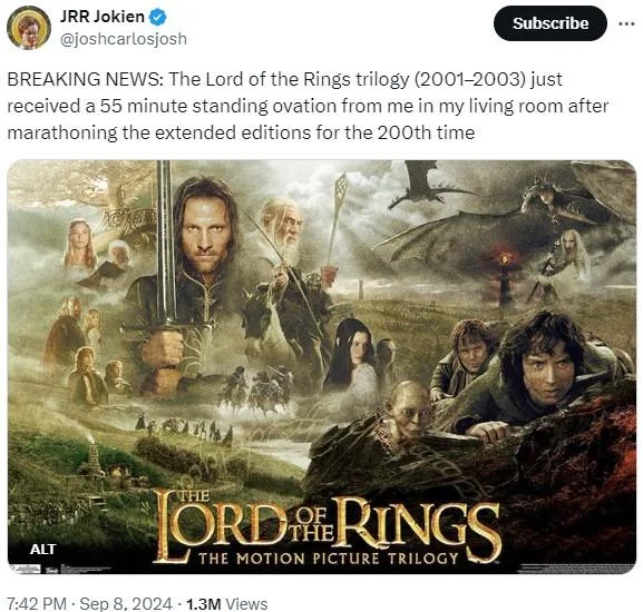 LOTR variant: extended edition marathon.