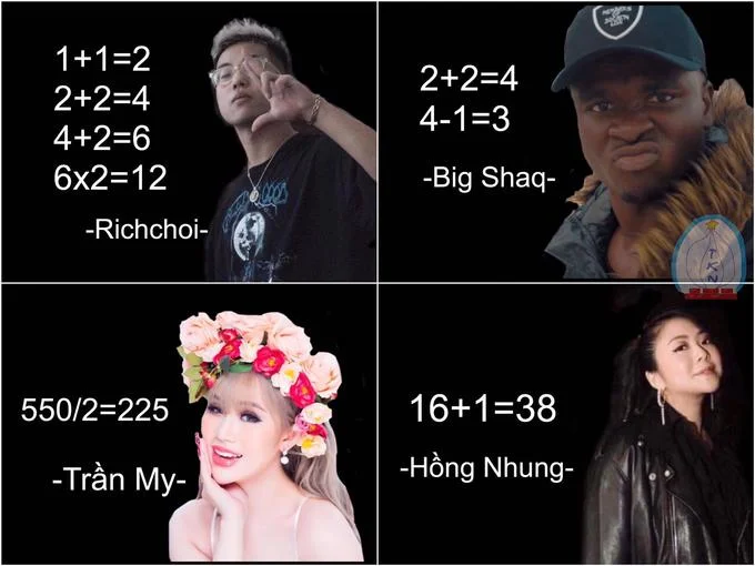 Celebrity panel: multi-equation grid format.