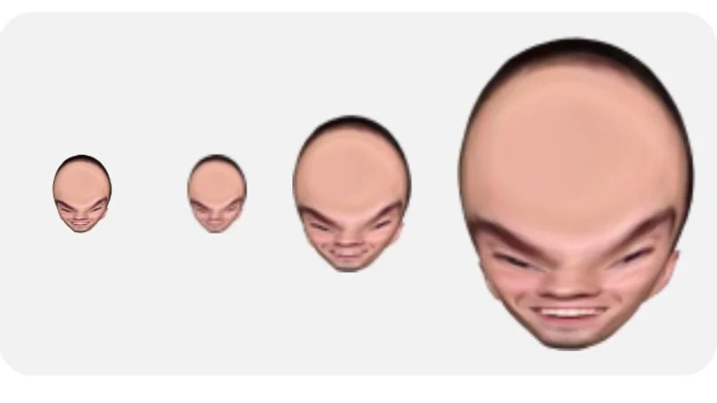 The iconic 5Head emote at various scale sizes.