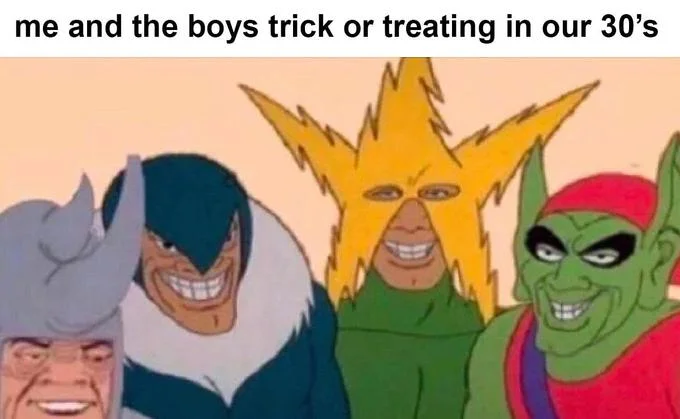Villain faces on trick-or-treaters.