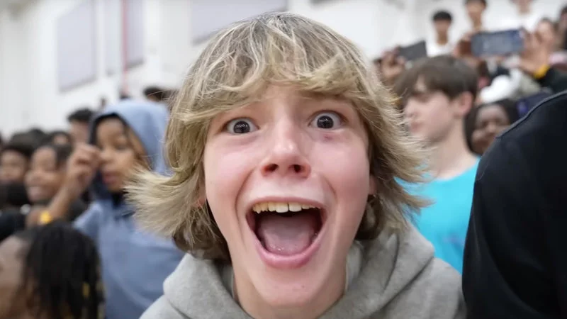 Mason yelling at basketball game.