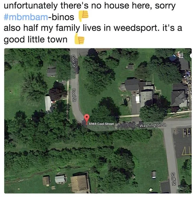 Aerial view with podcast fan post.