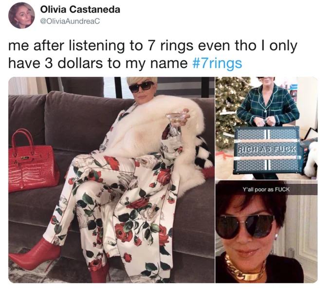 7 Rings meme with $3 to spare.