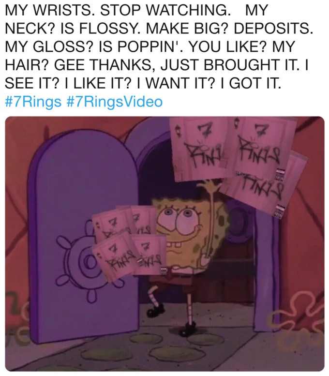 SpongeBob 7 Rings money gesture.