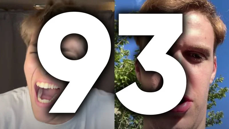 The 93 meme split-screen format.