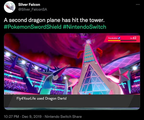@Silver_FalconSA riffs on the meme by pairing it with a Pokemon Sword & Shield battle screenshot at Rose Tower.
