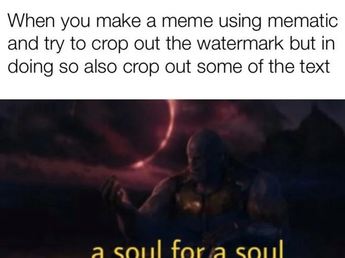 A meta variant poking fun at meme-editing pitfalls when trying to remove app watermarks.
