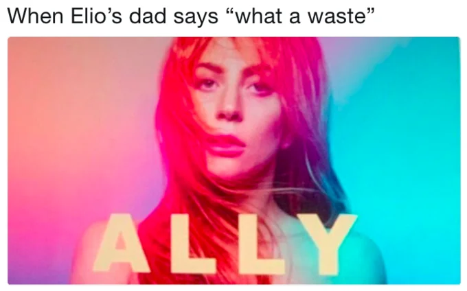 A meme combining the Ally poster with a reference to Call Me by Your Name's iconic 'monologue' scene, a joke about performative allyship.