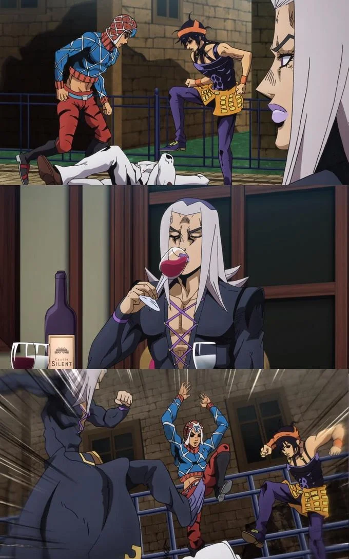 The blank template widely circulated for creating variants of the 'Abbacchio Joins the Kicking' meme.