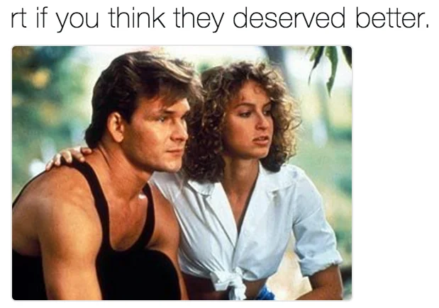 Fans defended the original Dirty Dancing by sharing this still of Patrick Swayze and Jennifer Grey alongside criticism of the remake.