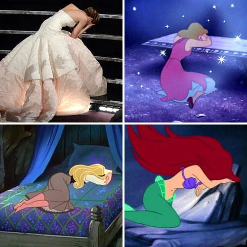A viral comparison of Jennifer Lawrence's fall at the 85th Academy Awards to Disney princesses in similar poses.