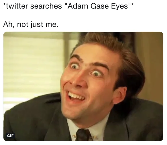 A Twitter reaction using the classic bug-eyed Nicolas Cage image to riff on the Adam Gase Eyes meme.