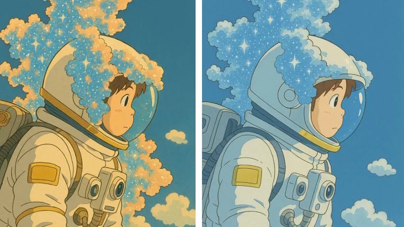 Astronaut before and after.