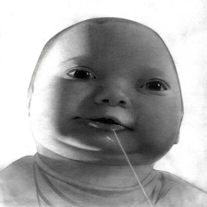 A variant of the AI Baby meme showing the baby drooling.