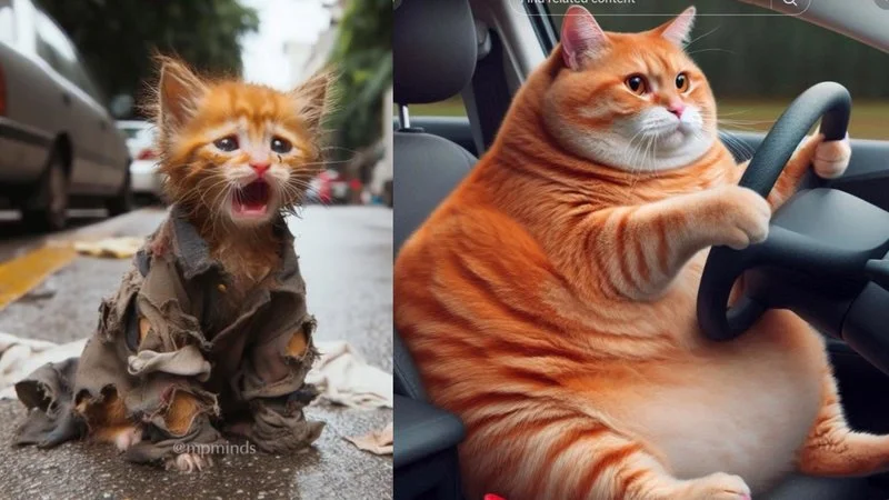 AI cat story kitten comparison.