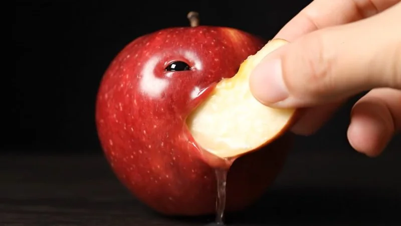 Apple eating ASMR video.