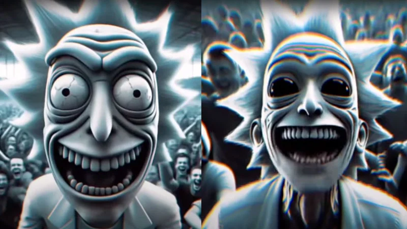 AI Rick laughing distorted.