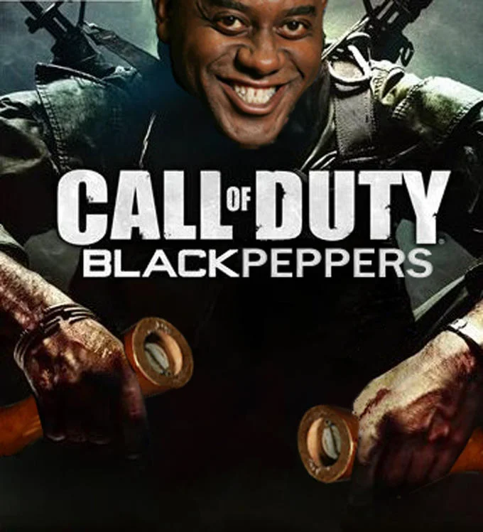 'Call of Duty: Black Peppers' — a popular photoshop parody riffing on Ainsley Harriott's pepper-grinder promo shot.