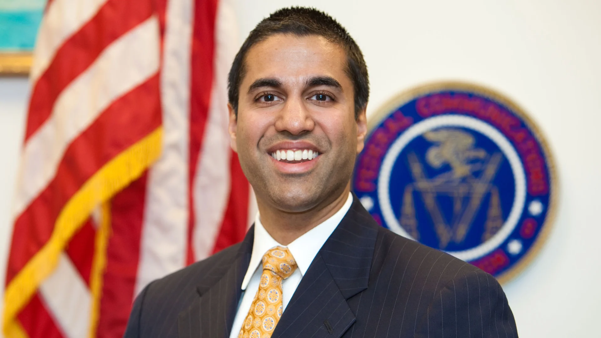 Ajit Pai's official portrait as Chairman of the Federal Communications Commission.