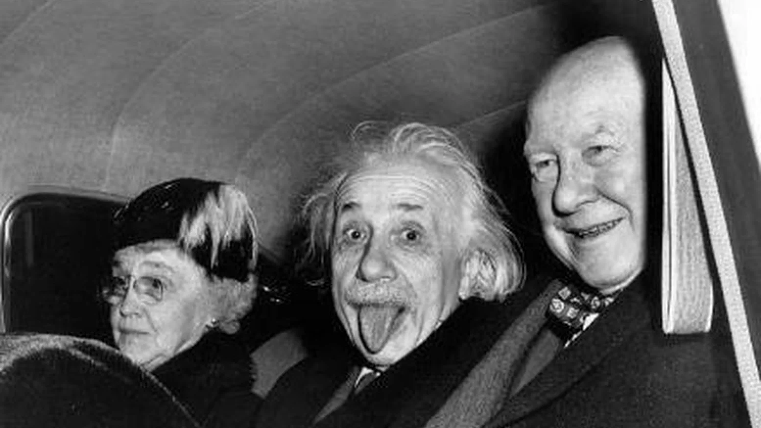 The famous 1951 photograph of Albert Einstein sticking out his tongue, widely associated with the copypasta meme.