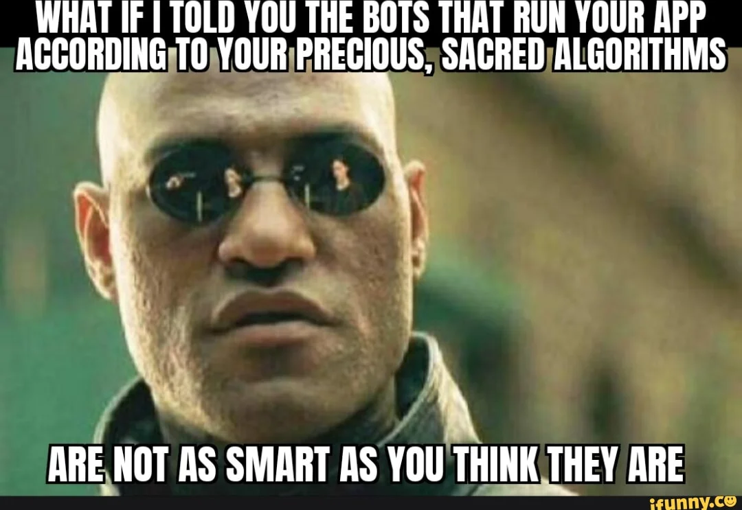 Morpheus questions the intelligence of algorithms.