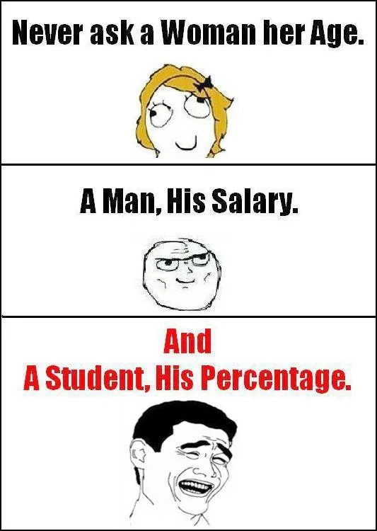 An early rage-comic variant of the format that adds 'A Student, His Percentage' as the third liar.