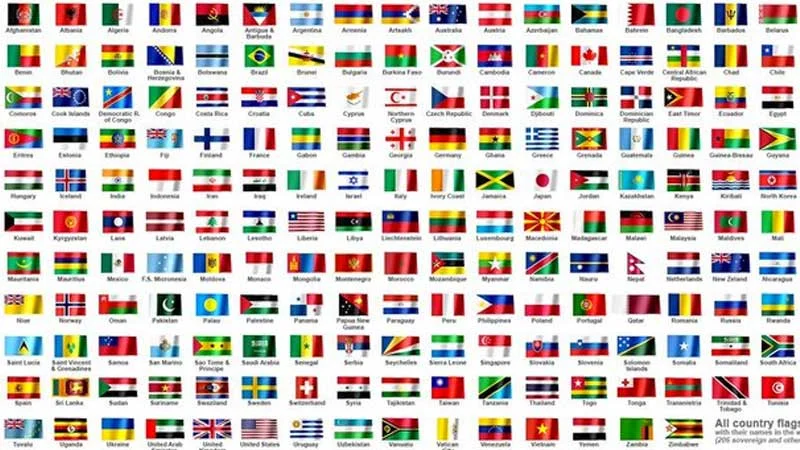 A comprehensive display of world flags, representing the concept behind the All Countries Matter hashtag.