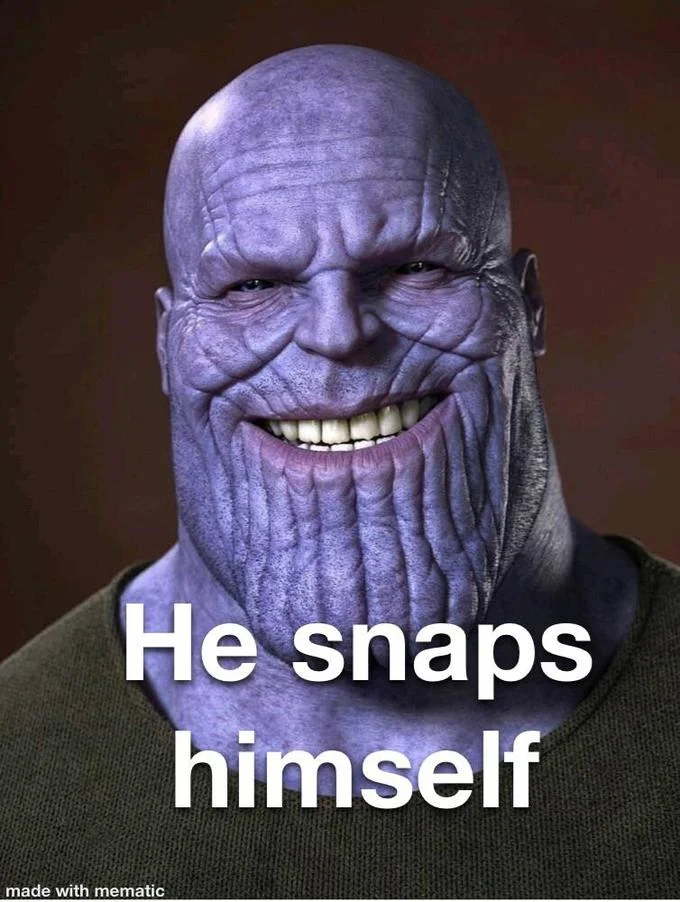Thanos self-snap ending.